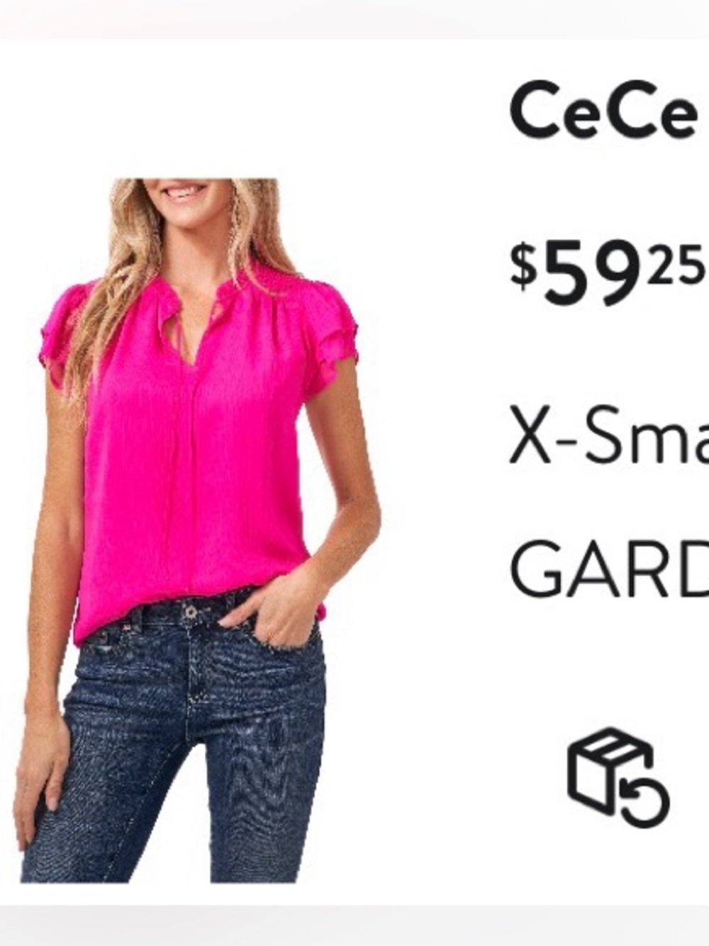 CeCe Vibrant Pink Ruffle Blouse